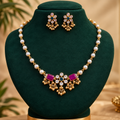 Ubricoon Brass Gold-plated Gold, Green, Maroon Jewel Set (Pack of 1)