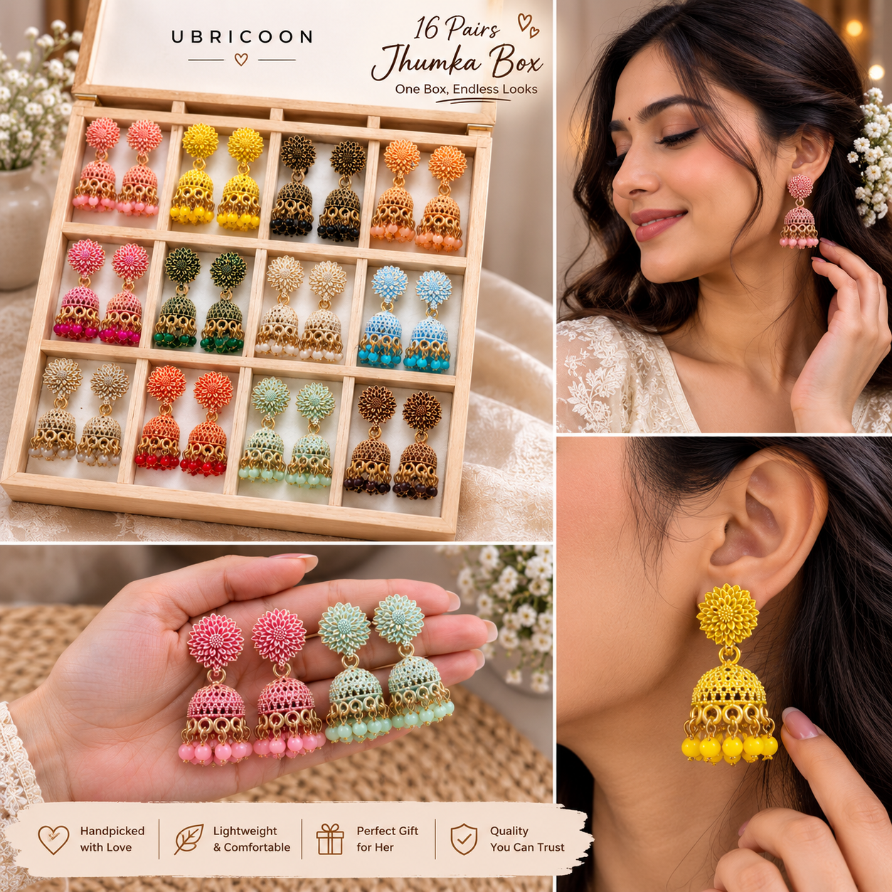 12 Pair Colorful Jhumki Jhumka Oxidised Earrings for Women and Girls Alloy Jhumki Earring