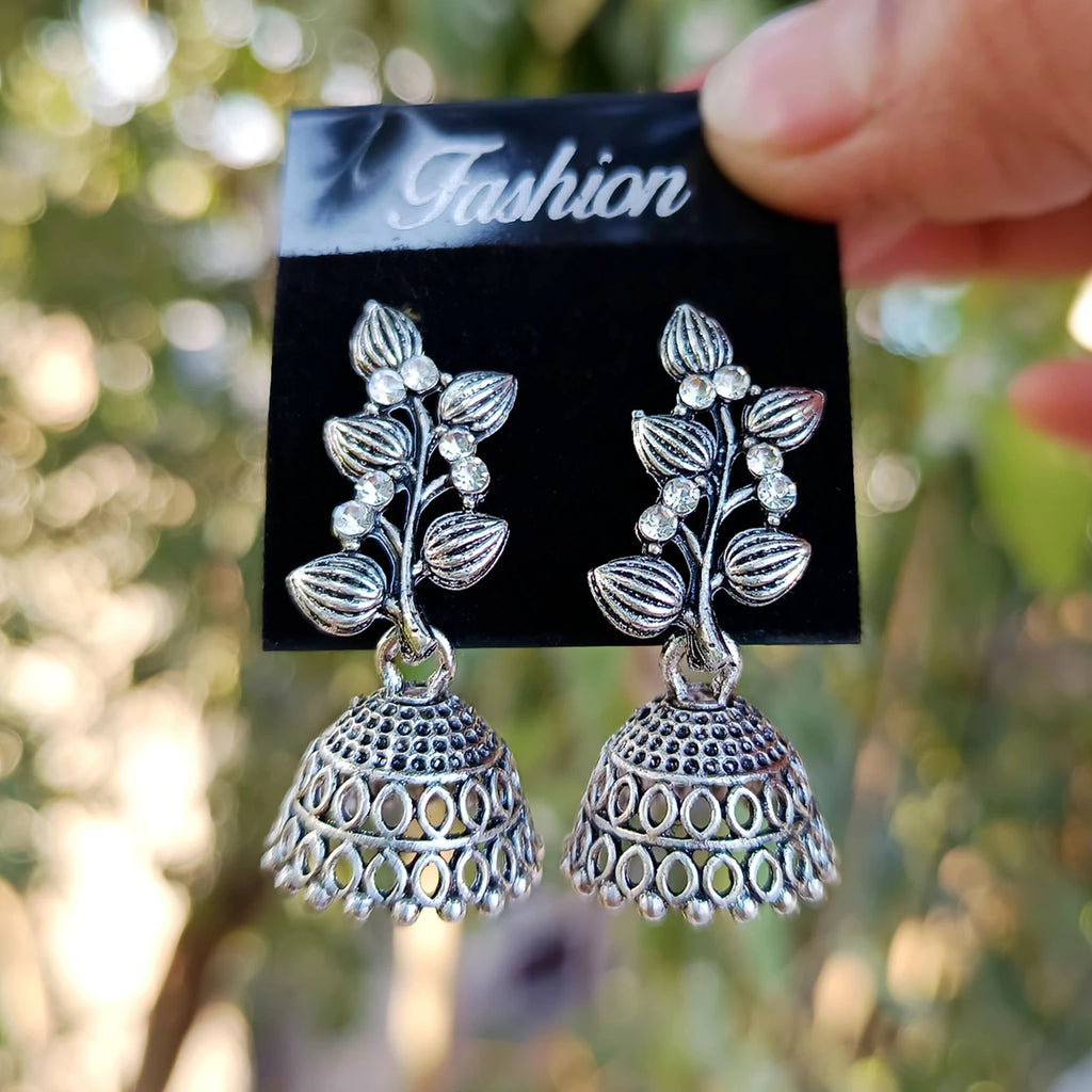 Ubricoon Oxidized Silver Jhumka Earrings Combo Set for Women (8 Pairs) Cubic Zirconia Alloy Chandbali Earring, Drops & Danglers, Jhumki Earring, Stud Earring