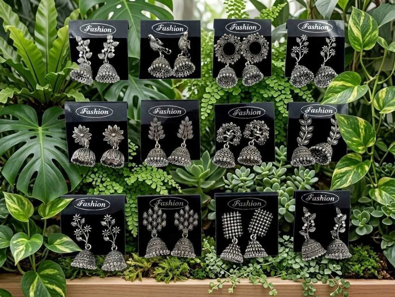 Ubricoon Oxidized Silver Jhumka Earrings Combo Set for Women (8 Pairs) Cubic Zirconia Alloy Chandbali Earring, Drops & Danglers, Jhumki Earring, Stud Earring