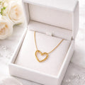 Ubricoon Premium Minimal Gold Open Heart Pendant Necklace Cubic Zirconia Stainless Steel Pendant