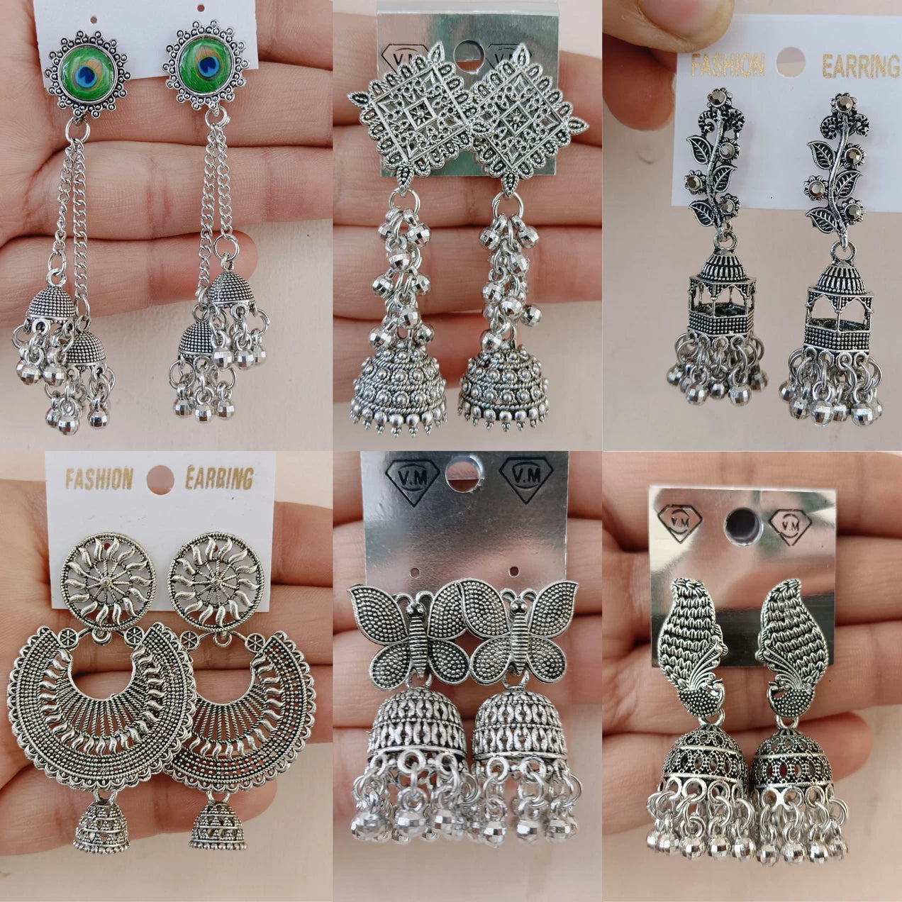 Ubricoon special Combo of 6 Jhumka Earrings for Women Silver Jumki Combo Set Peacock Jumki_D Pearl Alloy Jhumki Earring, Earring Set