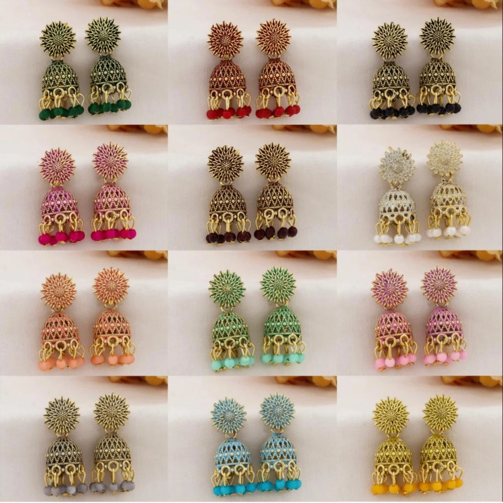 12 Pair Colorful Jhumki Jhumka Oxidised Earrings for Women and Girls Alloy Jhumki Earring